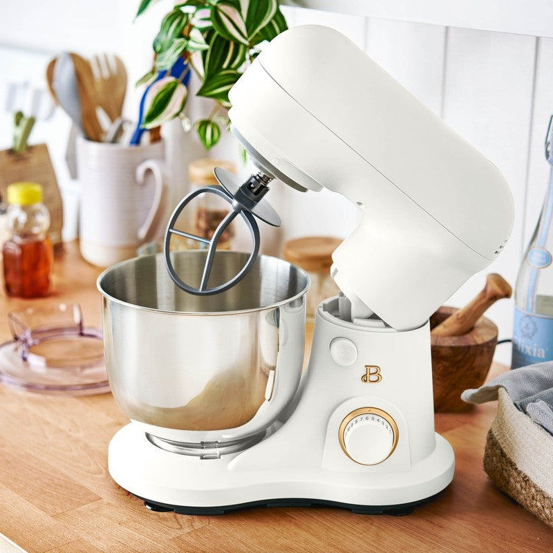3.5 Qt Stand Mixer White Icing w/ Flat Beater Dough Hook & Whisk9