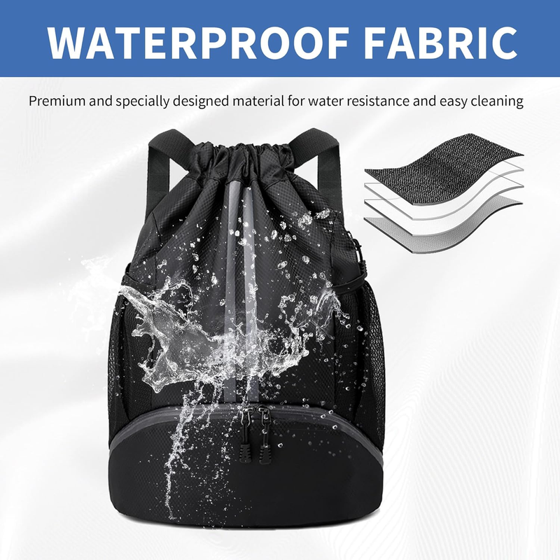 Drawstring Gym Bag with Shoe Compartment Water Resistant Sports Backpack Cinch4