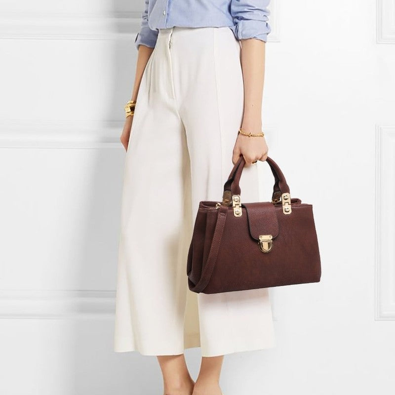 Women Satchel Handbag Vegan Leather Top Handle Medium Tote Shoulder Bag1