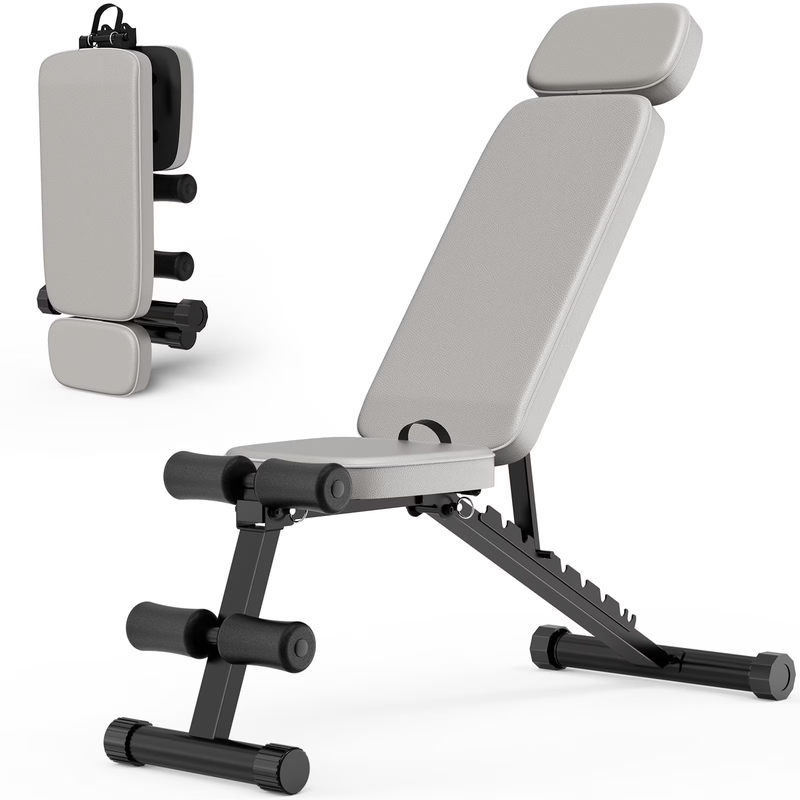 Adjustable Weight Bench 800LB Foldable Gray Olympic Home Gym Strength Training 7