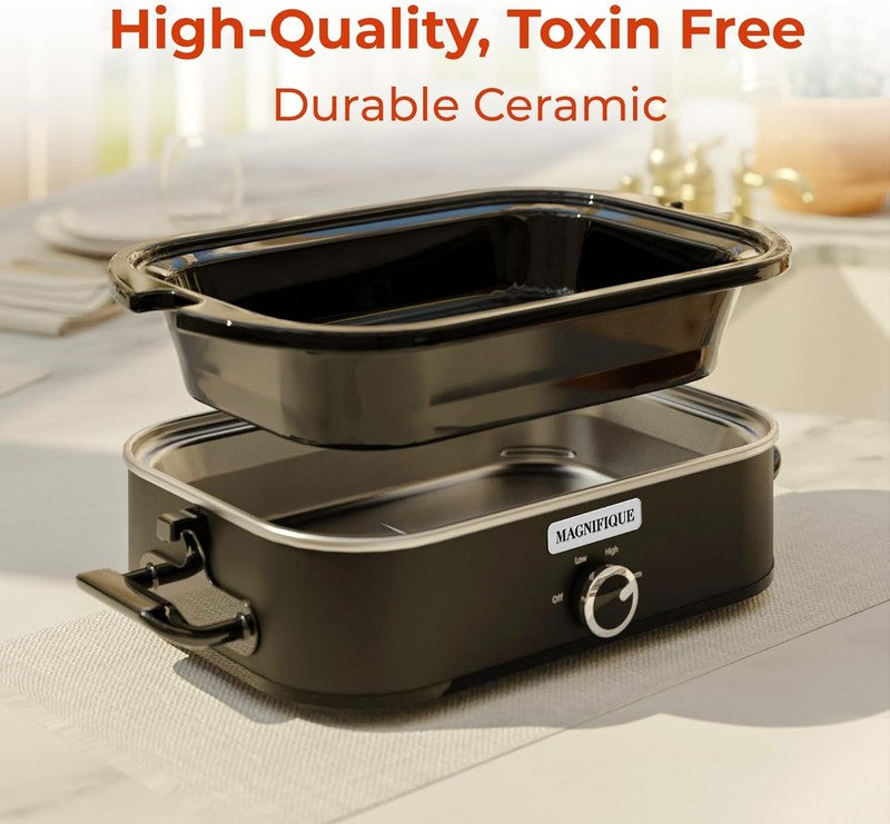 4QT Slow Cooker w/ Ceramic Nonstick Dish Temp Control Glass Lid4
