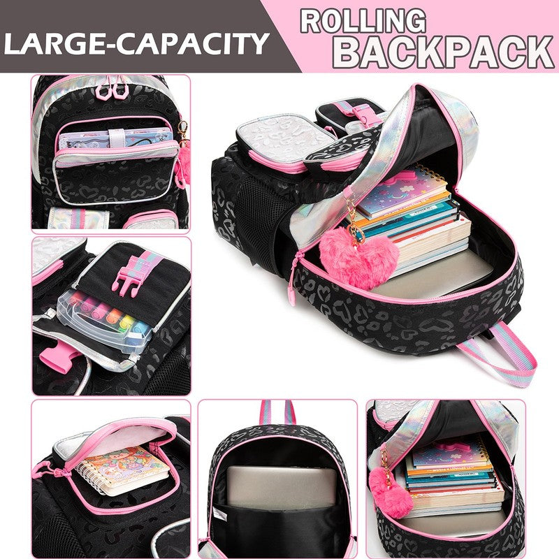 Rolling Backpack for Girls with Wheels,Wheeled School Bags for Elementary Studen6