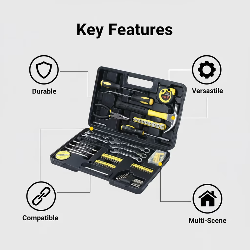 148Pc Household Hand Tool Set DIY Home Repair Kit Toolbox Garage Mechanic Yellow4