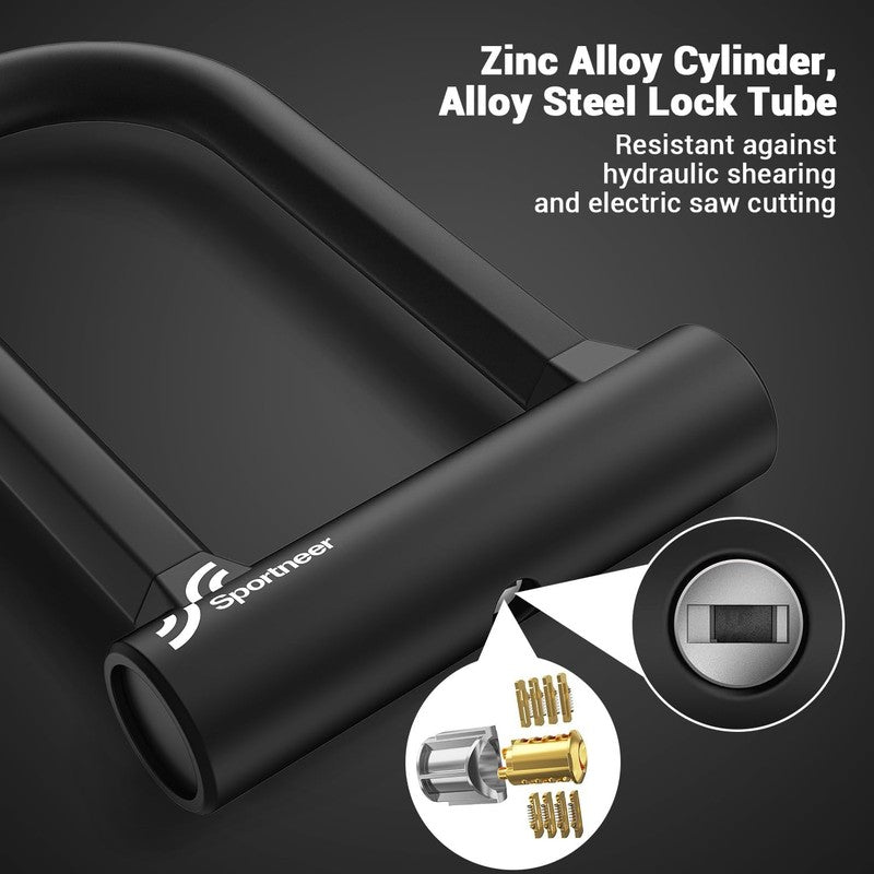 Heavy Duty Bike U Lock 17mm Shackle + 5ft Cable & Mount Bracket Anti-Theft Key4