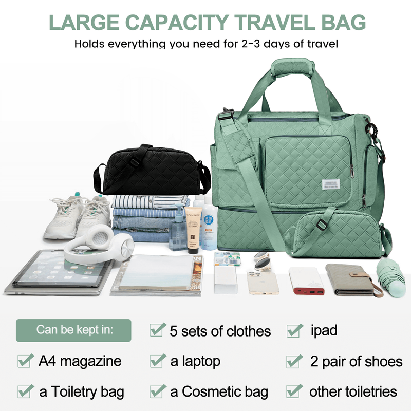 Travel Duffle Bag Weekender Bags for Women with Shoe Compartment Carry on Overni7