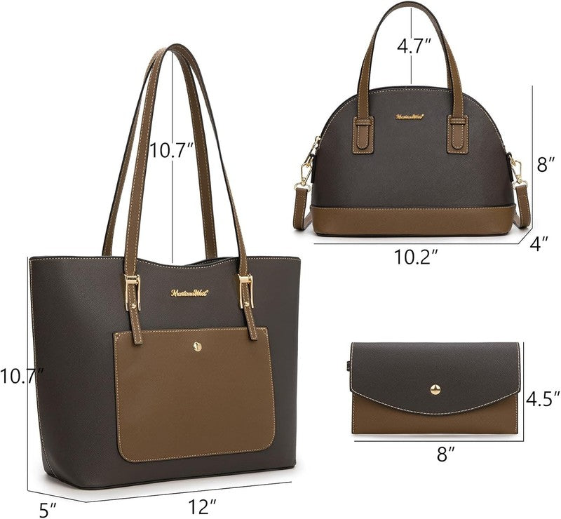 3PCS Purses for Women Tote Bag and Wallet Set Shoulder Satchel Handbags3