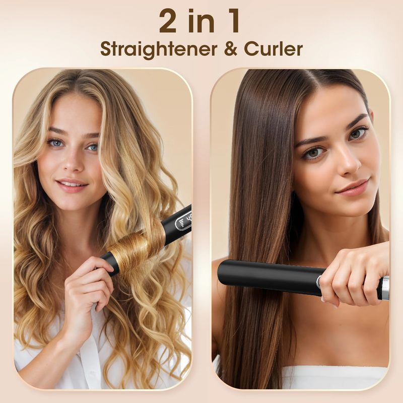 Hair Straightener, 1 Inch Flat Iron Curling, Curling Iron Ceramic, Dual Voltage,2