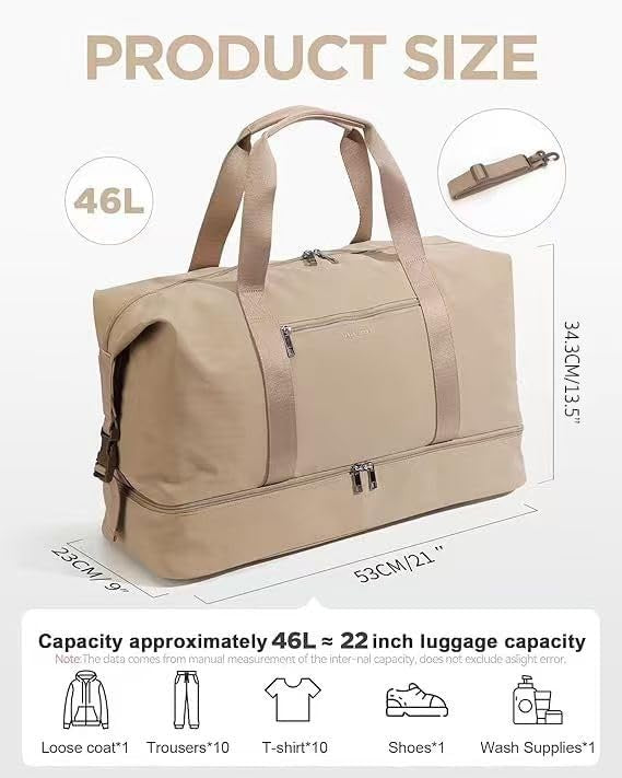21in Women Weekender Duffle Bag 2Pc Canvas Leather Carry On Shoe Compartment2