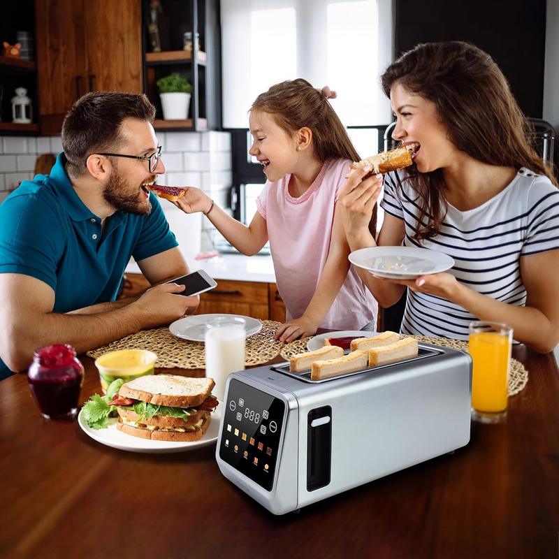 4 Slice Long Slot Toaster - Touch LED, Wide Slots, Dual Control, 6 Shades6