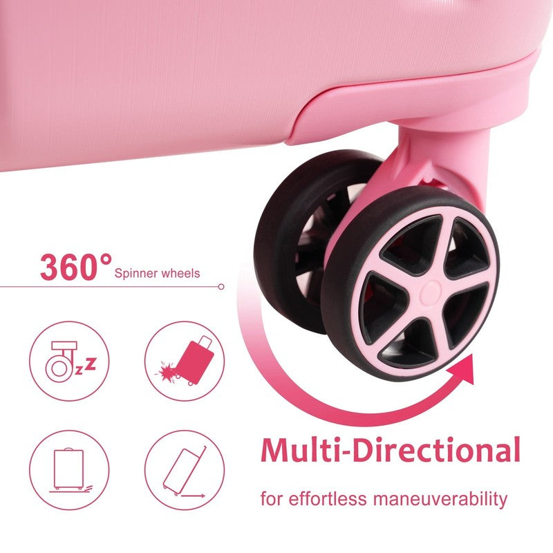 24" Checked Luggage 65L Hardshell Suitcase TSA Lock Spinner Wheels Pink8