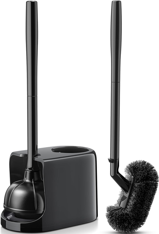 Toilet Plunger & Bowl Brush Combo Heavy Duty Rubber Deep Clean Black10