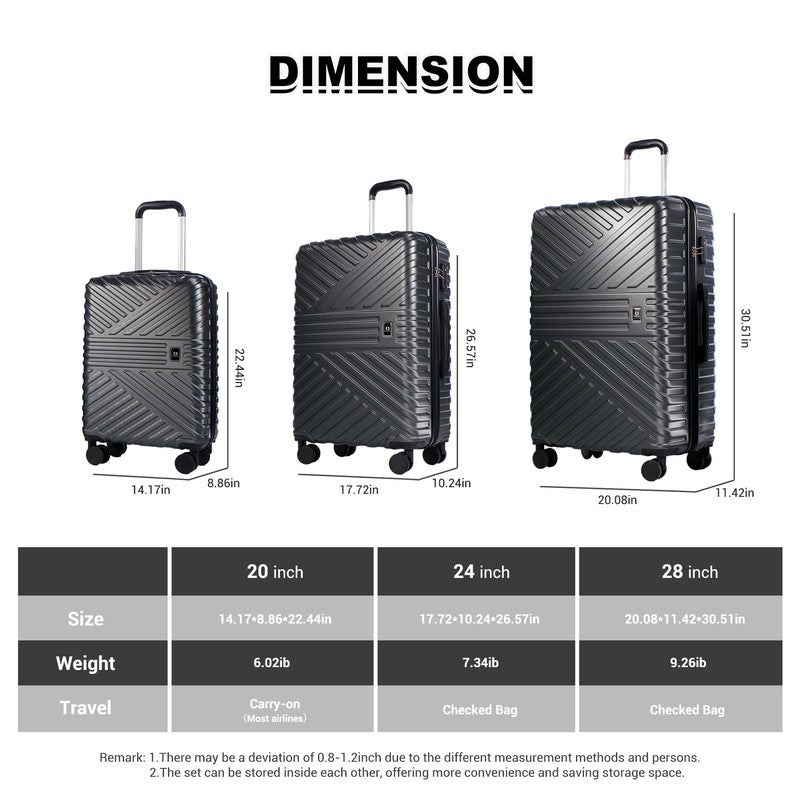 6-Piece Hardshell Luggage Set - Lightweight Suitcase with Carry-On Backpack, Duf1