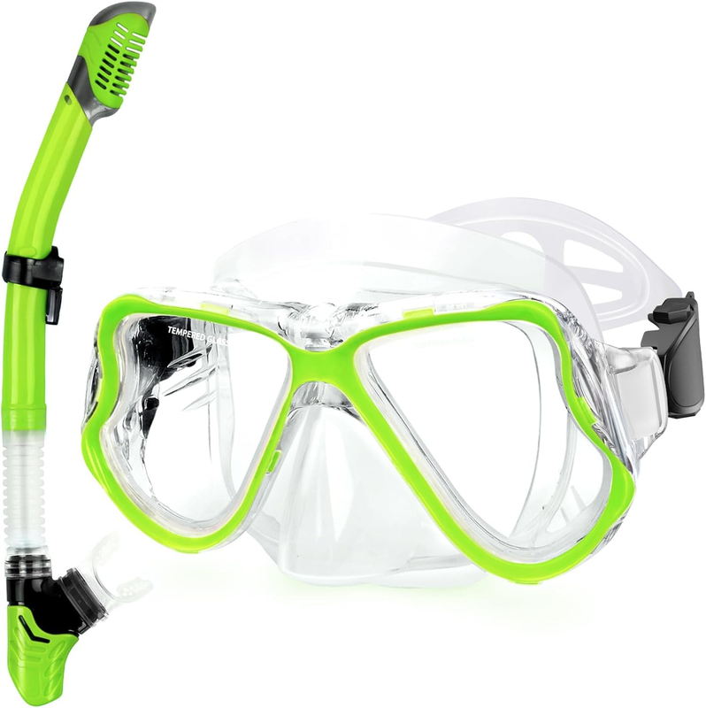 Dry Snorkel Set Panoramic Wide View Anti-Fog Scuba Mask Snorkeling Gear9