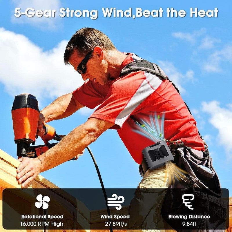 2025 Rechargeable Portable Waist Fan, 40H Battery, 5 Speeds for Outdoor Use4