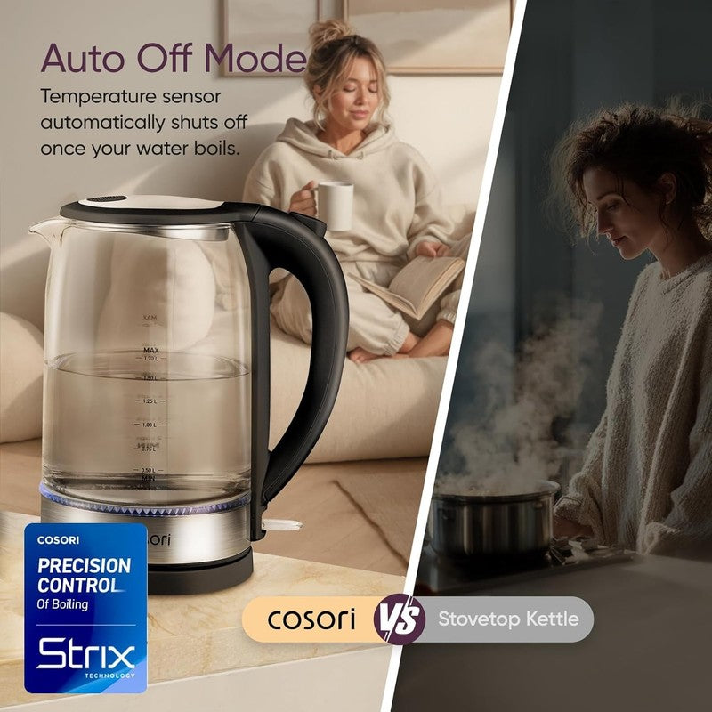 Electric Kettle, No Plastic Contact with Water, Wide Mouth for Easy Cleaning, Au6