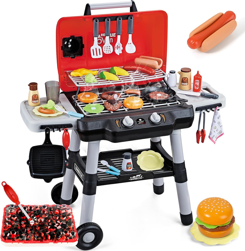Kids BBQ Grill Play Kitchen Set – Lights, Sound & Smoke Toy8