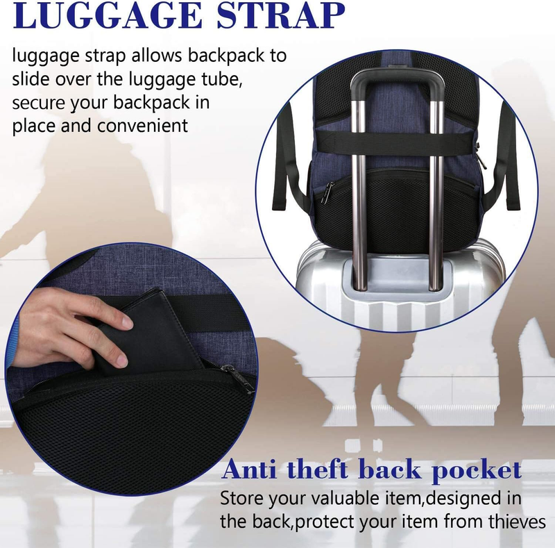 Large 17" Laptop Backpack Travel Business Computer Bag Blue4