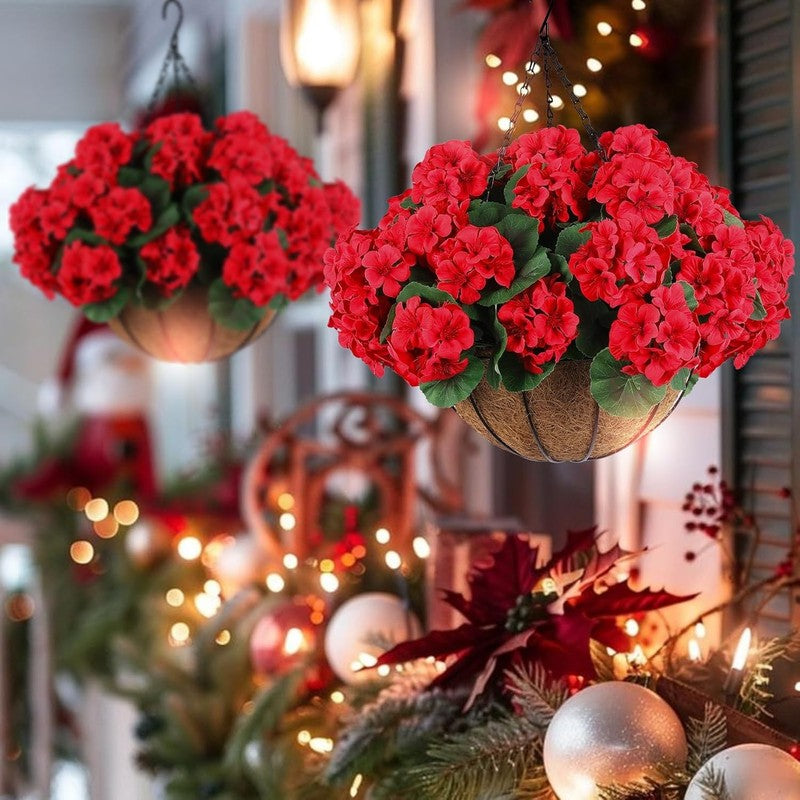 6 Pcs Artificial Geranium Flowers for Outdoors Geranium Silk Red Flower Outdoor 3