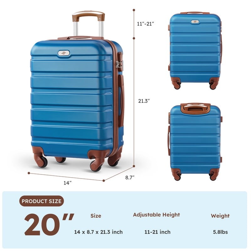 Gowill 4 Piece Luggage Set ABS Carry On 14 20 Inch Hardside Duffle Sky Blue Tan9