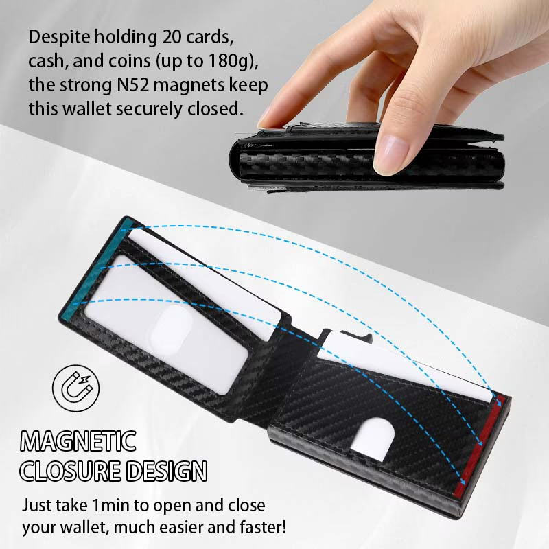 Men's Slim Pop Up Wallet RFID Blocking Bifold Metal Card Holder ID Window 9 137
