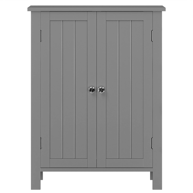 Wooden 2 Door Bathroom Cabinet Storage with 3 Shelves Free Standing 31.5" H, Gra0