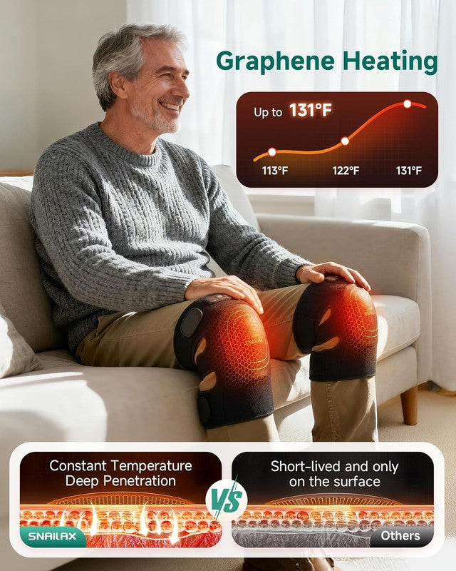 Cordless Knee Massager w/ Graphene Heat 360 Vibration Rechargeable Pain Relief2