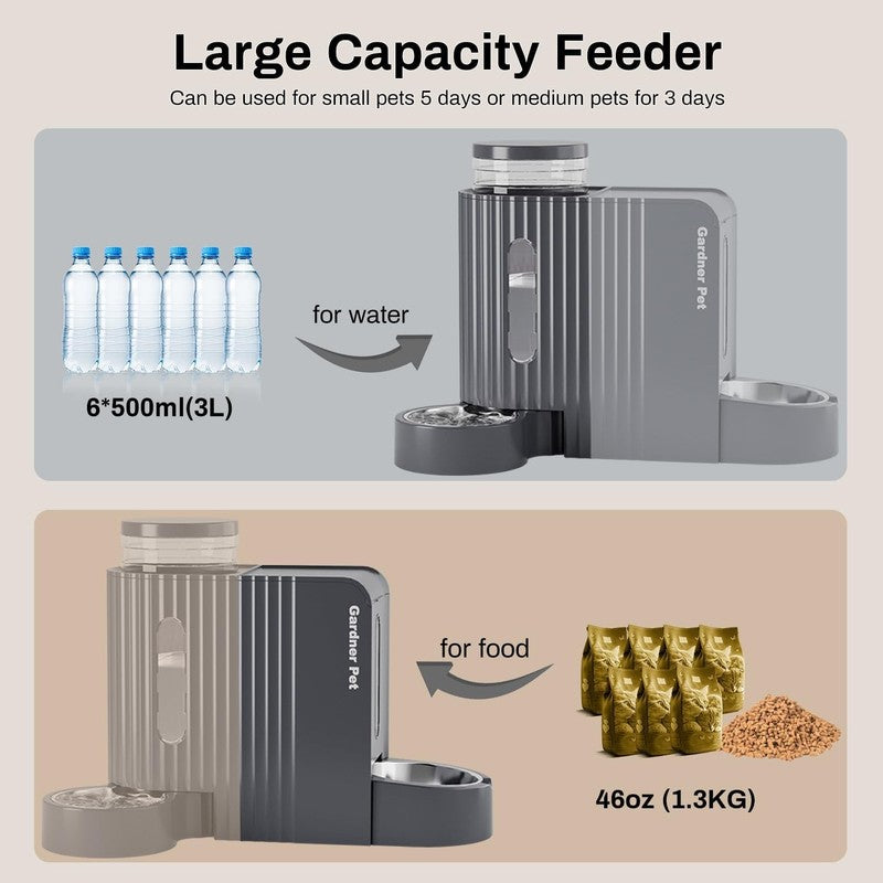 Automatic Cat Feeder and Water Dispenser Set, Large Capacity Stainless Steel2