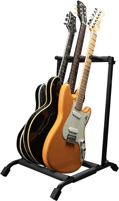 Rok It Collapsible Folding Guitar Rack Stand for 3 Guitars – Fits Acoustic, Elec0