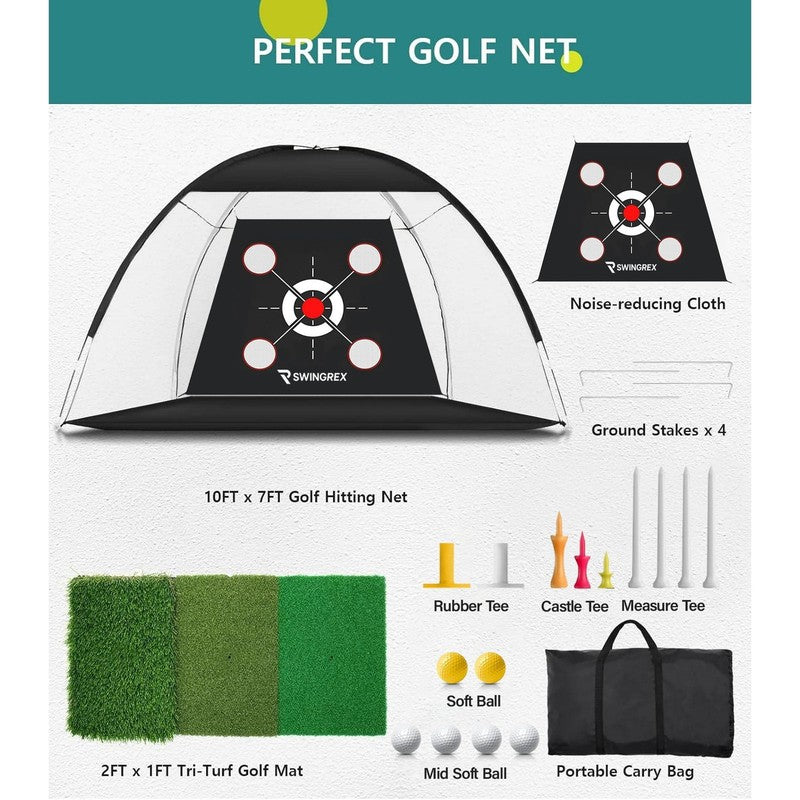 10X7Ft Golf Practice Net with Mat & Target – Backyard Driving & Chipping Aid5