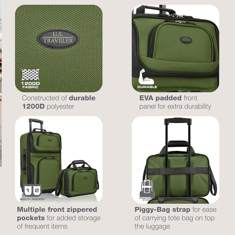 Rio Softside Expandable Carry On Rolling Luggage, Green, 2 Wheel Set2