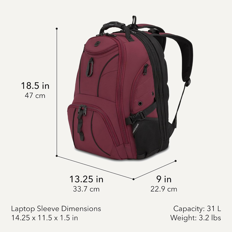 2 Piece Travel Set Carry On Spinner + 17" Laptop Backpack RFID Merlot1