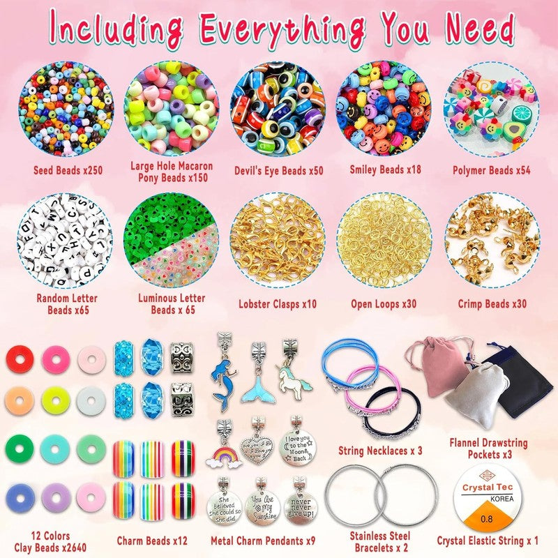 Girls Toys Bracelet Making Kit -3400Pcs Charm Jewelry Making Kit Supplies,Unicor3