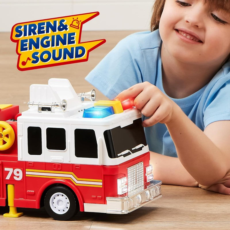 Extra Large Toddler Fire Truck Toys for Boys with 33 Inch Ladder, Lights & Sprin4