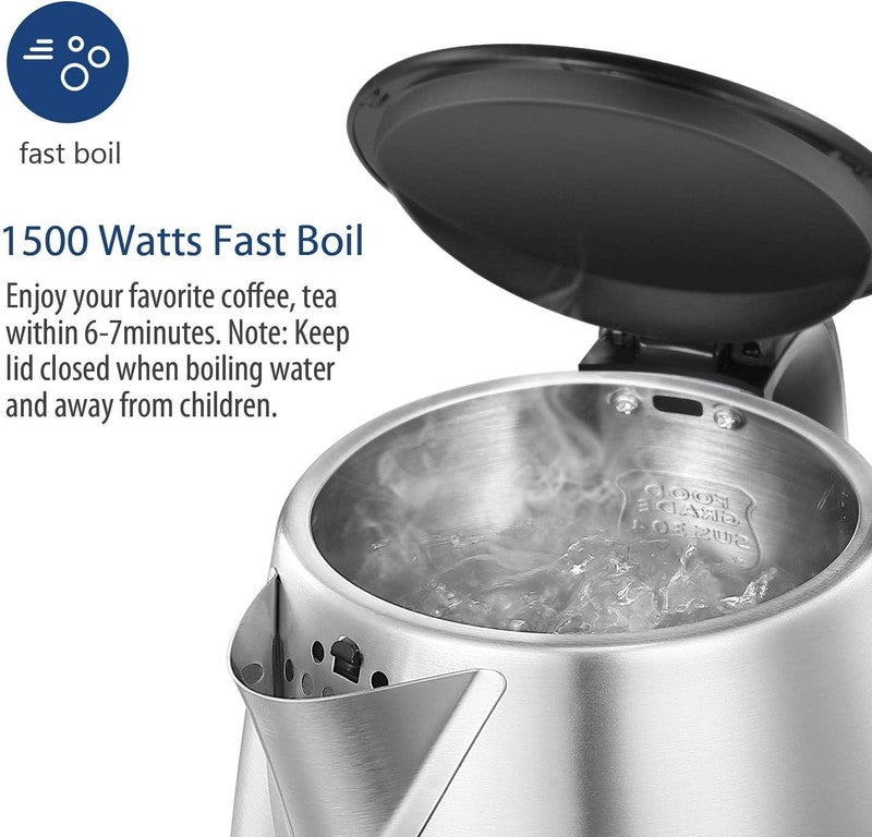 1.7L Stainless Steel Electric Kettle with LED Light & Auto Shut Off, 1500W2