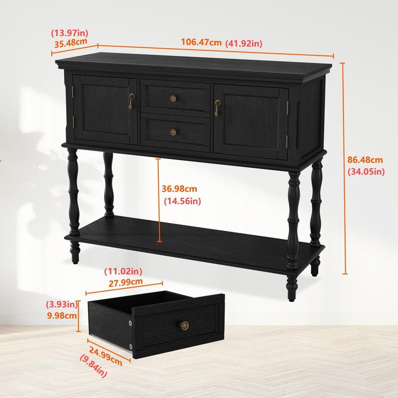 42” Farmhouse Modern Console Table Entryway w/ Storage Shelf Black6