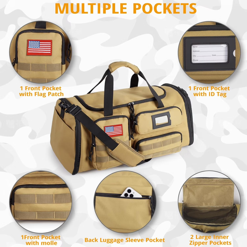 58L Sports Travel Duffle Bag with Shoes Compartment,Water Resistant Sports Gym3