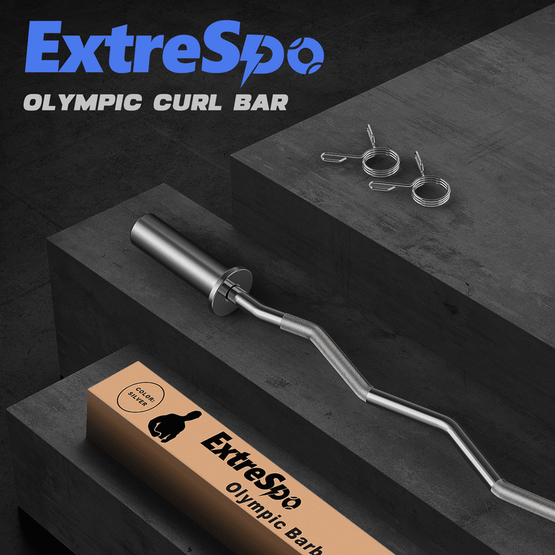 Rust Resistant Olympic EZ Curl Barbell Bar, Steel Silver, 15 Lb6