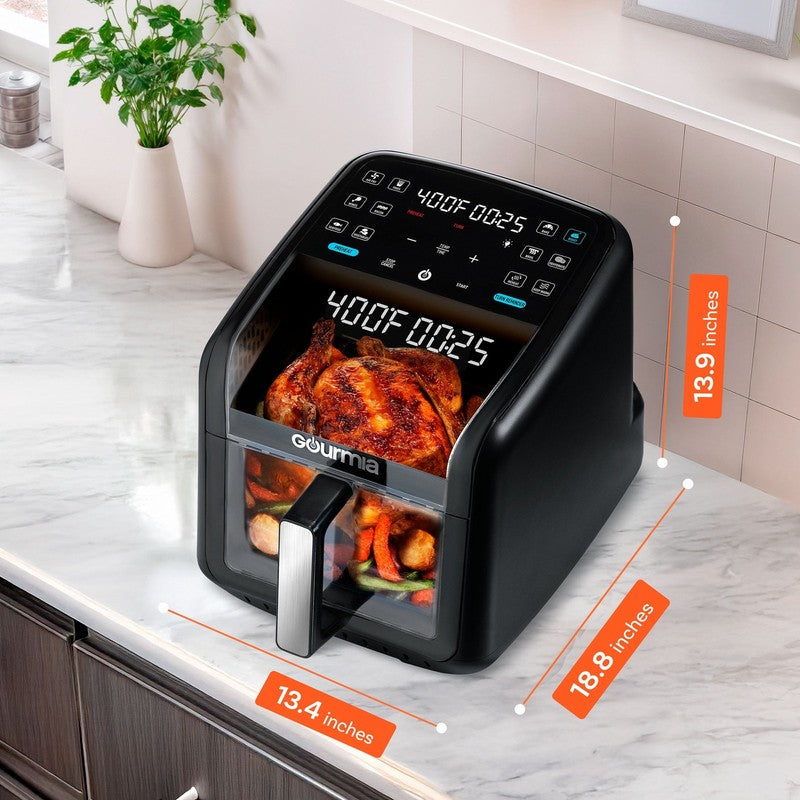 7QT Digital Air Fryer Panoramic View Window 12 Preset Touch Screen Cooker Black8