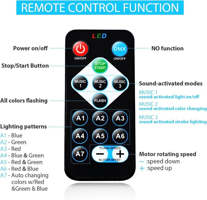 Disco Ball DJ Party Lights Sound Activated with Remote Control Strobe Lamp 7 Mod1