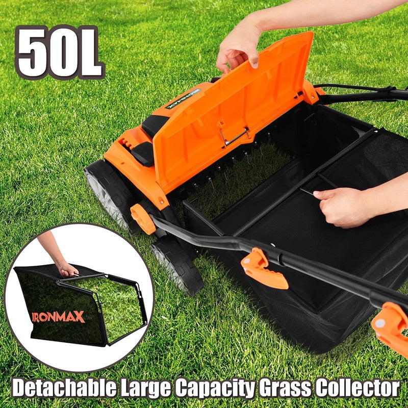 Ironmax 15" Electric Lawn Dethatcher – 13Amp Corded Scarifier with 50L Collectio5