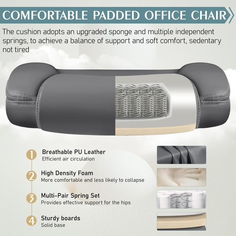 PU Leather Office Chair Ergonomic Swivel Desk Gaming Chair Wheels4
