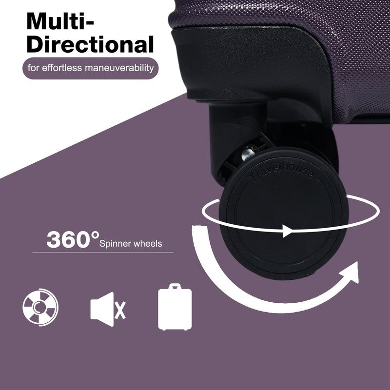 20" Underseat Hard Sided Carry On Luggage, Spinner Wheels, Abs,Purple1