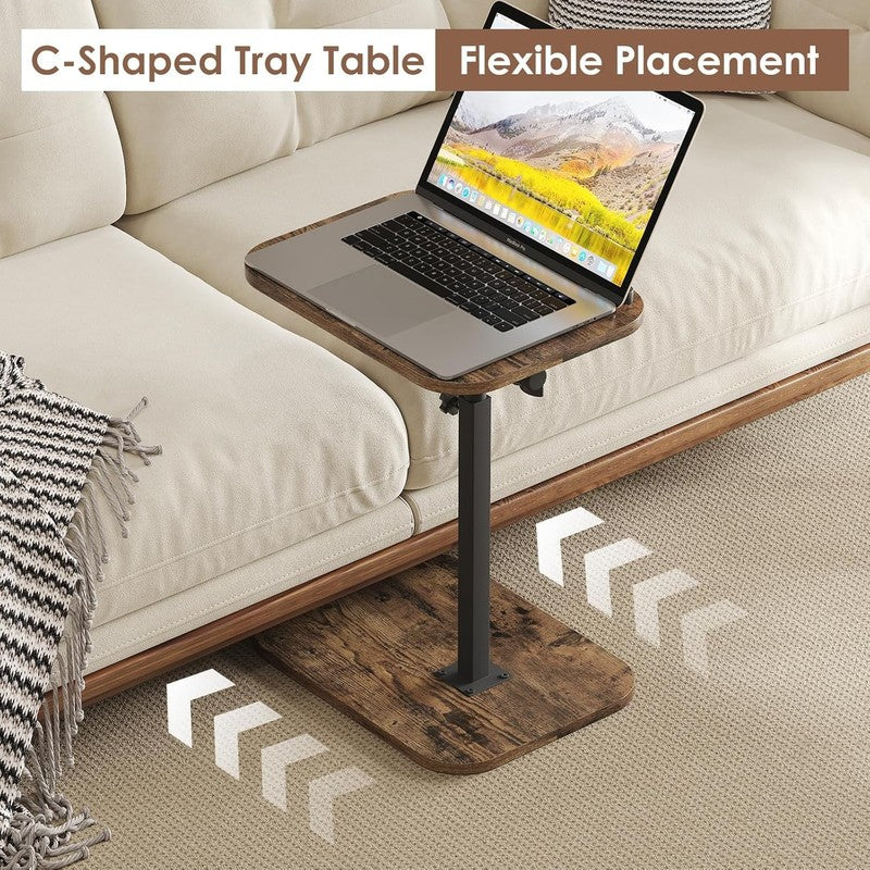 C-Shaped Sofa Arm Side Table TV Tray Small End Table Rustic3