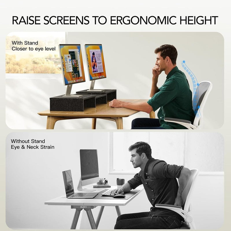 Adjustable Dual Monitor Stand Riser with Organizer for Desk & Laptop2