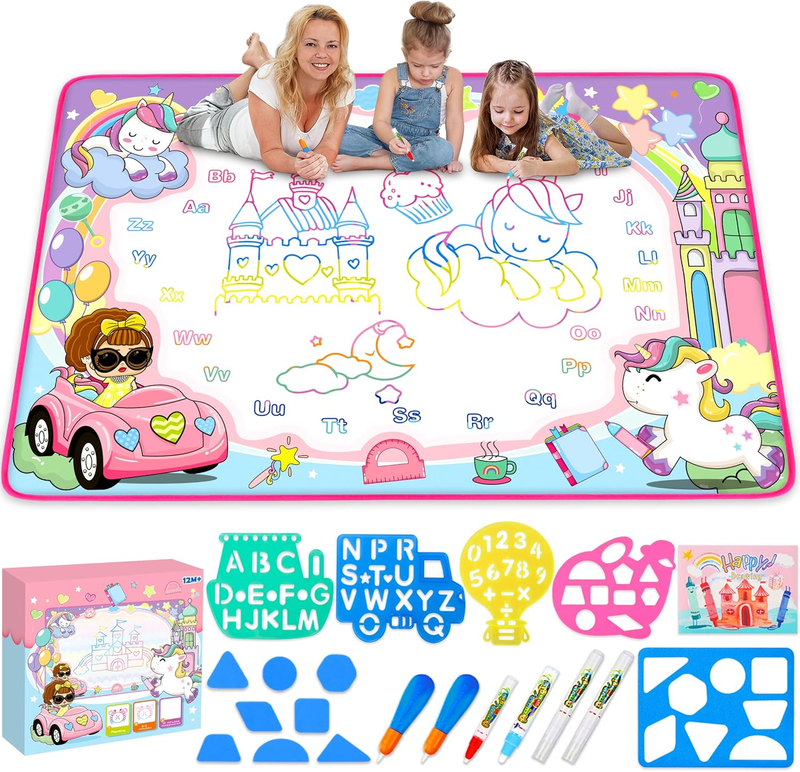Water Doodle Mat Kids Drawing Painting Toy Magic Pen Educational Mat9
