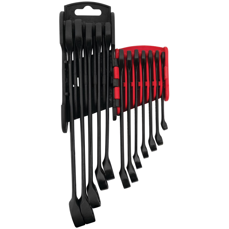 12Pc SAE Combination Wrench Set CR V Black Phosphate 1/4 7/8in Hinged Rack3