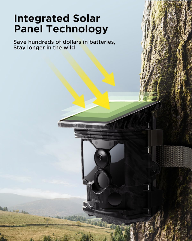 4K 46MP Solar WiFi Trail Camera 0.1S Trigger Night Vision 120° IP66 32GB Cam1