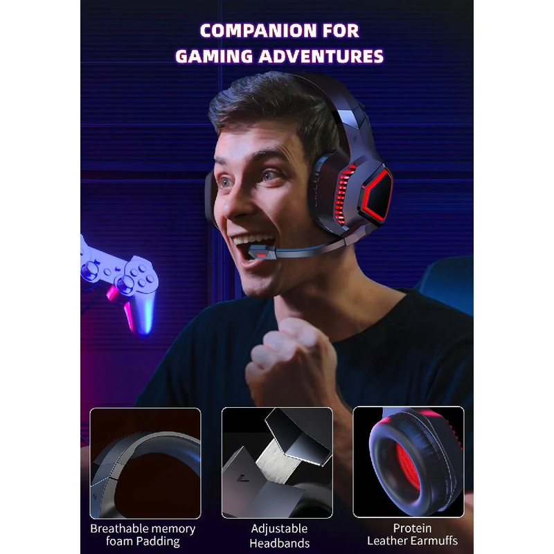 Wireless Gaming Headset 2.4G USB PS5 Switch PC Mac Bluetooth Mic Black5