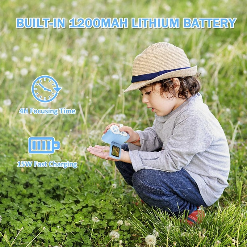 Kids Digital Microscope 1000X Handheld 4K 2.0" Screen Pocket Scope Blue 32GB6