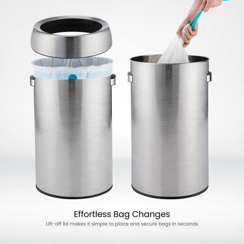 16 Gallon Open Top Trash Can for Commercial and Office Use, round Design, Silver4